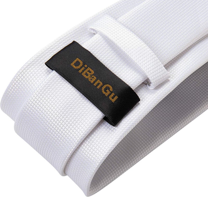 DiBanGu Mens Solid Color Tie and Pocket Square Set Woven Silk Plain Necktie & Handkerchief for Men Wedding Party Formal - Image 2